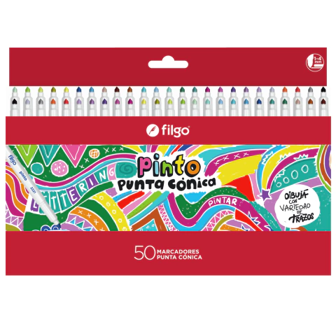 Marcadores Filgo Punta cónica x50