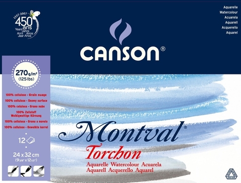 Block acuarela Canson 24x32 270 gr grano nube