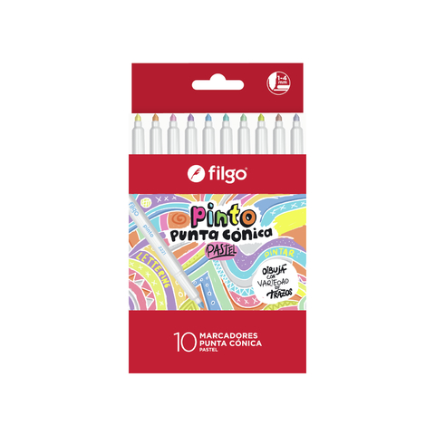 Marcadores Filgo Punta cónica Pastel x10