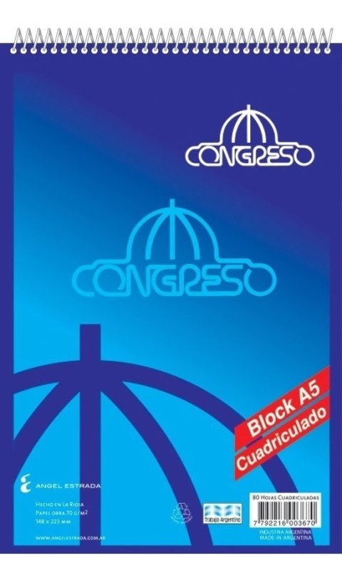 Block Congreso A5 cuadriculado