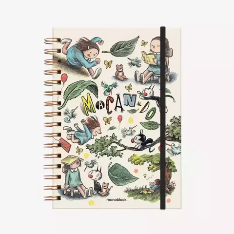 Cuaderno A5 Anillado Rayado Con Hojas Removibles Monoblock - El Viento En Las Hojas