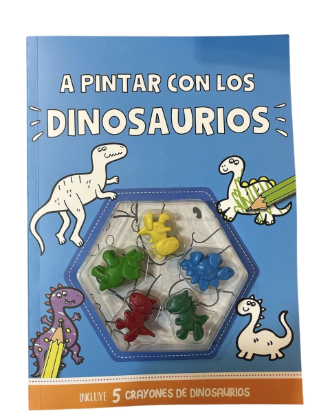 Libro Para Pintar Splash + Crayones Con Forma - Dinosaurios