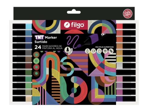 Marcadores De Pinura Al Agua Filgo TNT - Colores Clásicos 3.0 x24