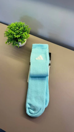 MEIA CANO ALTO ADIDAS VERDE ÁGUA LOGO BRANCA - comprar online