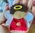 Recorte de Feltro Anjo Menino Negro Vermelho