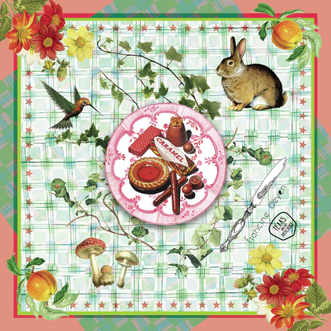 Pañuelo "PIC NIC" en verde 45 x 45