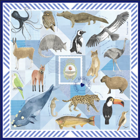 Pañuelo "Postales del Fin del Mundo" - Celeste