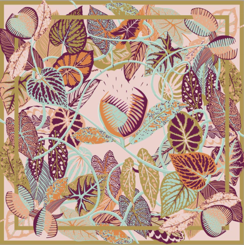 Pañuelo "Plantas Carnívoras" Rosado 90 x 90