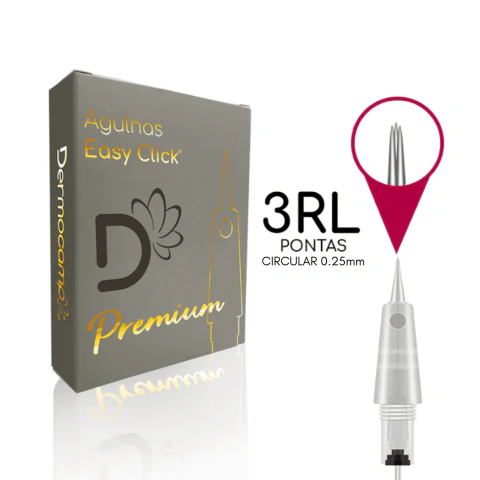 Agulha Easy Click Premium de Rosca Dermocamp 3RL - 3 Pontas