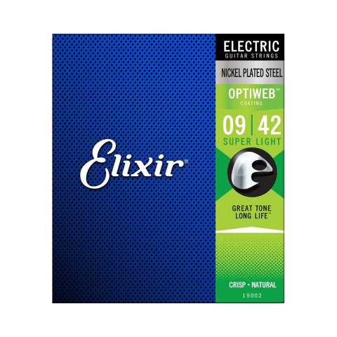 Encordoamento Guitarra Elixir 19002 .009 Super Light Optiweb