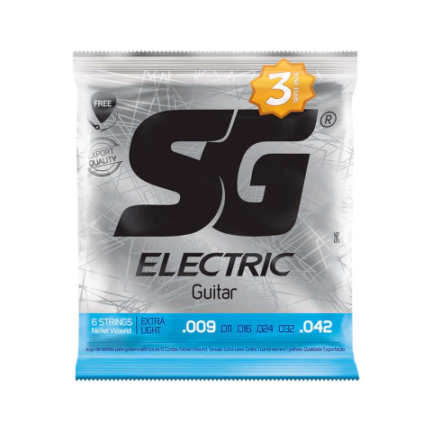 Kit 3 Encordoamentos Guitarra SG 5145 .009-.042 Níquel Extra Light