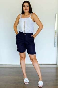 30328- SHORT DE LINHO AZUL MARINHO