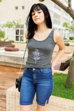 29937-BLUSA MALHA BORDADA CHUMBO - comprar online