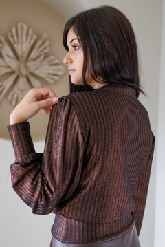 30157-BLUSA MALHA TRICOT CANELADA COBRE na internet