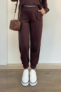 Imagem do 30781-CONJUNTO CALÇA E BLUSA MOLETINHO MARROM