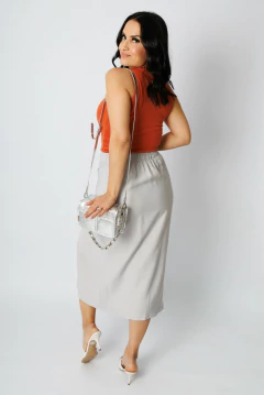 Imagem do 30993- SAIA MIDI SENSORIALE LINEN CINZA