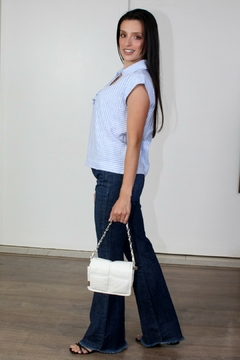 31140-BLUSA LINEN RIVIERA LISTRADO EM AZUL E BRANCO - comprar online