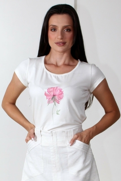 31176-T-SHIRT MALHA OFF WHITE PINTADA À MÃO - comprar online