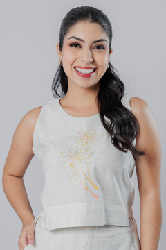 31349-BLUSA BORDADA LINEN FRESH NATURAL - comprar online