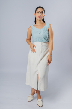 31366-BLUSA RAYON MIX AZUL - Loja Clara Assis