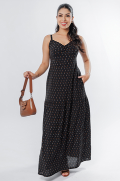 31453-VESTIDO LONGO VISCOSE RIVIERA PRETO BOLA