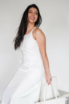 31167-VESTIDO MIDI EVASÊ SENSORIALE LARGE TWILL OFF WHITE PESPONTADO na internet