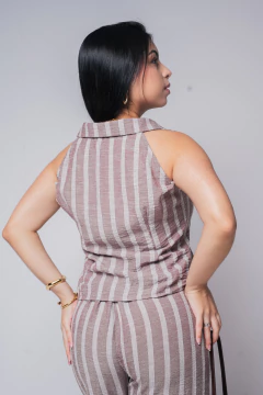CONJUNTO CALÇA E BLUSA SYROS STRIPE - 31972 - Loja Clara Assis