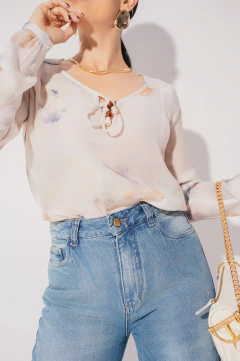 CALÇA JEANS LAVAGEM MÉDIA CORTE RETO -32343 - Loja Clara Assis