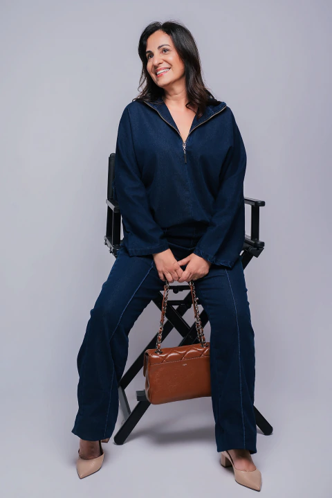 CALÇA DE MOLETOM JEANS RETA CONFORT - CLARA ASSIS