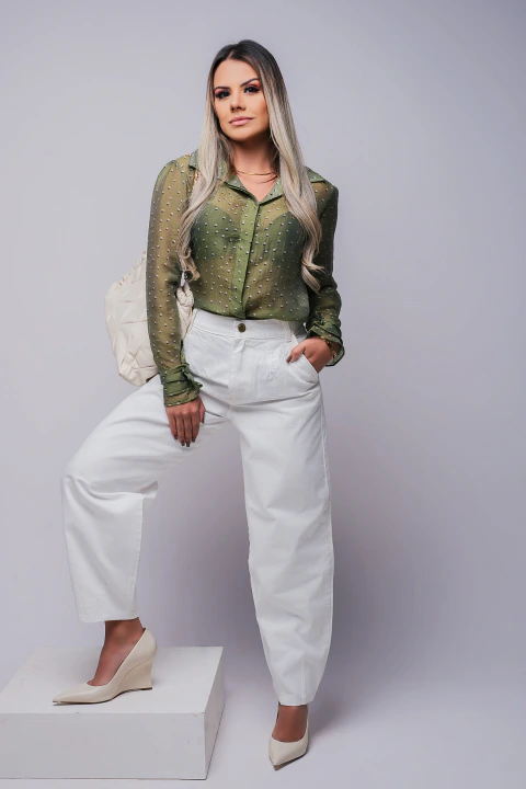 CAMISA FEMININA ESTAMPADA EM LYOCELL BLEND - CLARA ASSIS