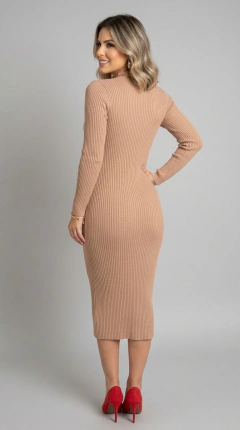 VESTIDO MIDI EM TRICOT MODAL GOLA ALTA NUDE - CLARA ASSIS na internet