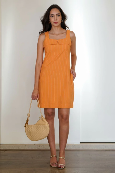 VESTIDO SENSORIALE RISCA DE GIZ LARANJA - CLARA ASSIS
