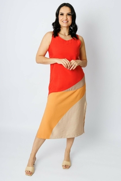31038-VESTIDO MIDI SENSORIALE RED PEPPER, LARANJA TERROIR, HOMUS E AGRESTE