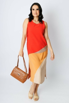 31038-VESTIDO MIDI SENSORIALE RED PEPPER, LARANJA TERROIR, HOMUS E AGRESTE na internet