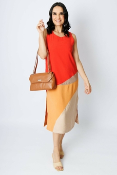 31038-VESTIDO MIDI SENSORIALE RED PEPPER, LARANJA TERROIR, HOMUS E AGRESTE - Loja Clara Assis