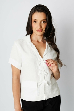 31029-CAMISA LINEN FRESH BRANCO COM LACINHOS - comprar online