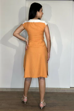 31022-VESTIDO MIDI SENSE RISCA DE GIZ LARANJA TERROIR - comprar online