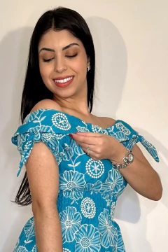 31084-VESTIDO MIDI BORDADO AUGUSTINE BICOLOR na internet