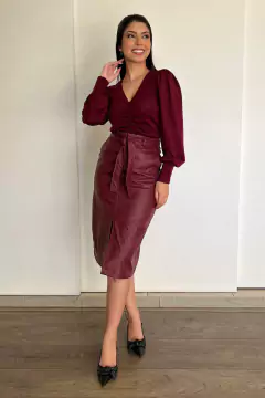 30863-BLUSA MALHA TRICOT VINHO - comprar online