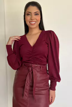 30863-BLUSA MALHA TRICOT VINHO - Loja Clara Assis