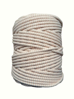 Cordão de algodão colorido - cru e salmão - 4mm - 100 metros