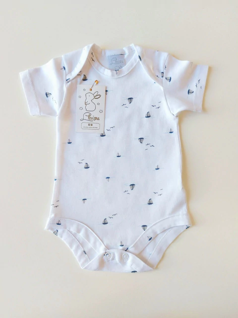 Body Americano Marinerito Algodon Blanco Manga Corta