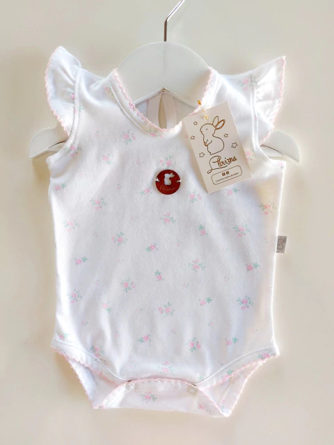 Body Florcitas Rosas Manga Vuelo