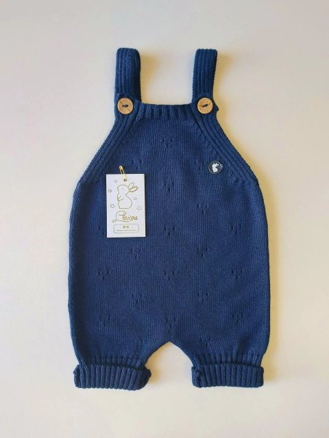 Jardinero Tejido Hilo Calado Azul