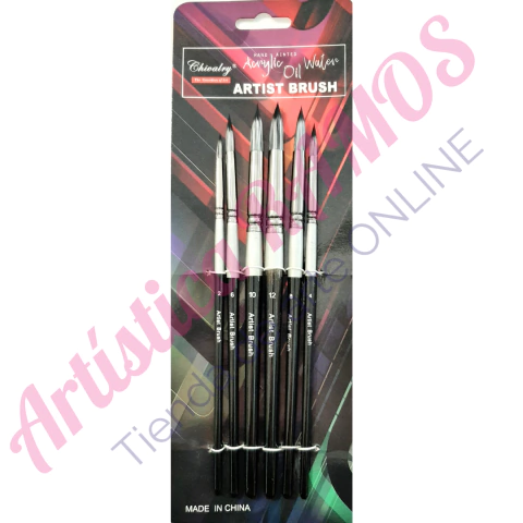 6 Pinceles Punta Redonda