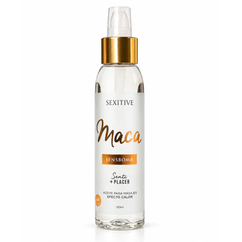 Aceite para masajes SensBomb efecto calor | MACA 130 ml