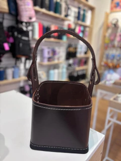 Canasta matera cuero base de madera - tienda online