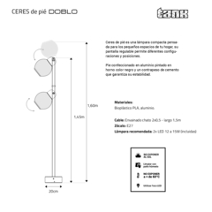 CERES PIE DOBLO | Lámpara de pié - TANK Fábrica de Diseño