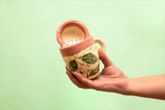 Mate y Taza con infusor de cerámica: Modelo Hojas