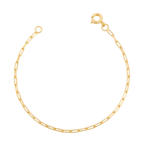 Pulseira Infantil Elo Cadeado Fininho Banhado a Ouro